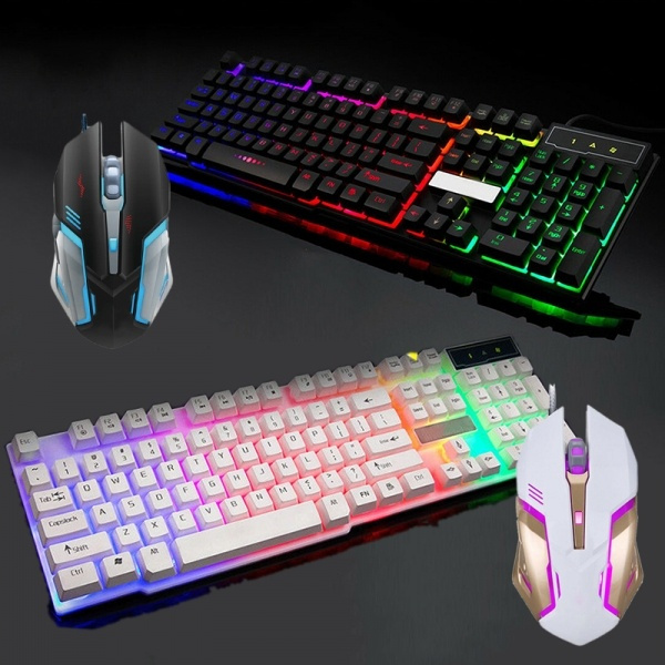 glowing gaming keyboard and mouse