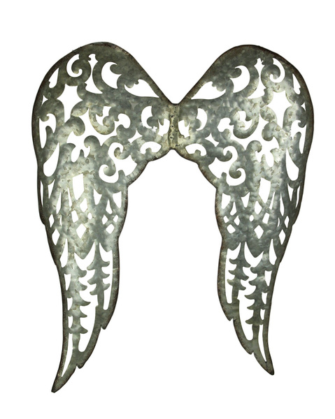 Galvanized Metal Rustic Filigree Angel Wings Wall Sculpture | Wish