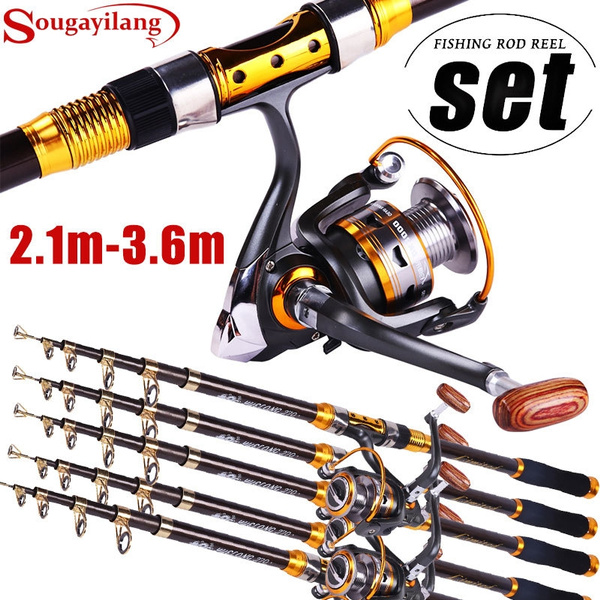 Sougayilang Fishing Rod Reel Set Telescopic Pole and 11BB Reel