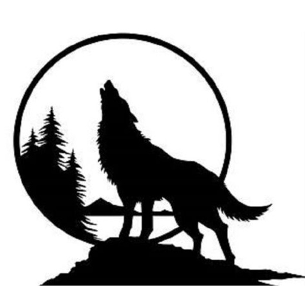 Full Moon Byzee Not All who Wander are Lost Decal Howling Wolf Moon Sticker car Graphic 