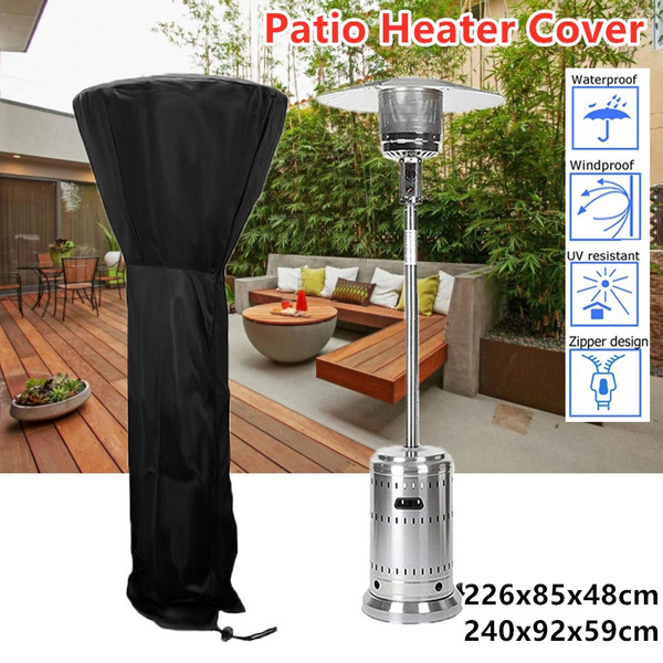 Outdoor Black Patio Gas Heater Cover UV Protector Garden Polyester Waterproof 