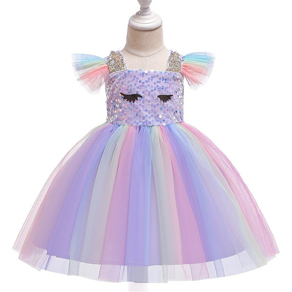 Licorne Robe Tutu PASTEL Rainbow Princess Filles Birthday Party Wear 