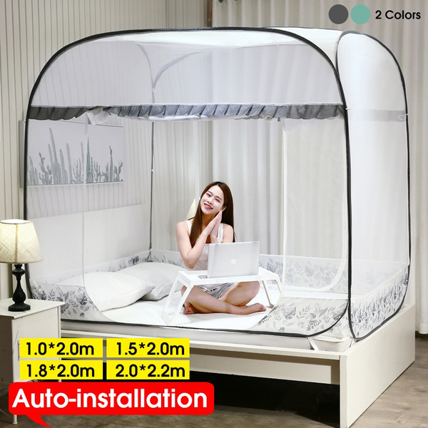 Black, Double Bed 180x190cm Mosquito Net,Folding Mosquito Net Tent,Unisex Adult/Kids Bed Cover Portable Cots Foldable Crib Bottomless,TIK Tok Same Style Encrypted Three-Door Mosquito Net Cover
