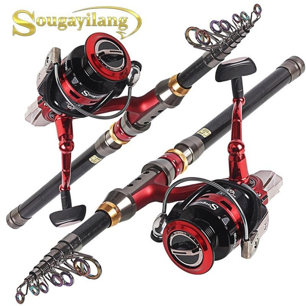 SOUGAYILANG Fishing Rods and Reels Combos 1.8-3.6M Carbon Fiber Telescopic  Fishing Rod with 13BB Spinning Fishing Reel