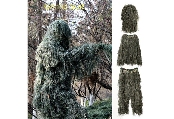 Field Grass Tactical Ghillie Suit Camouflage Sniper Hunting Airsoft CS  Ghilly Suit Set PUBG Eat Chicken Tonight Ghillie Suit | Wish