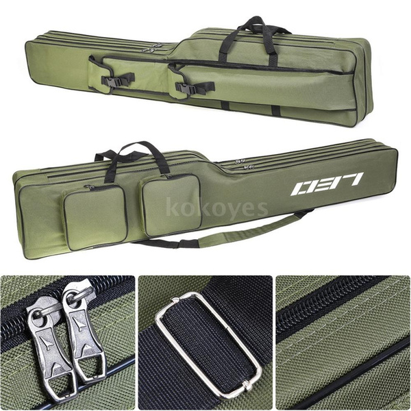 Two Layer 130cm Fishing Rod Reel Bag Fishing Pole Gear Tackle Tool Carry Case  Carrier Travel Bag Storage Bag Organizer Fishing Cover Bag