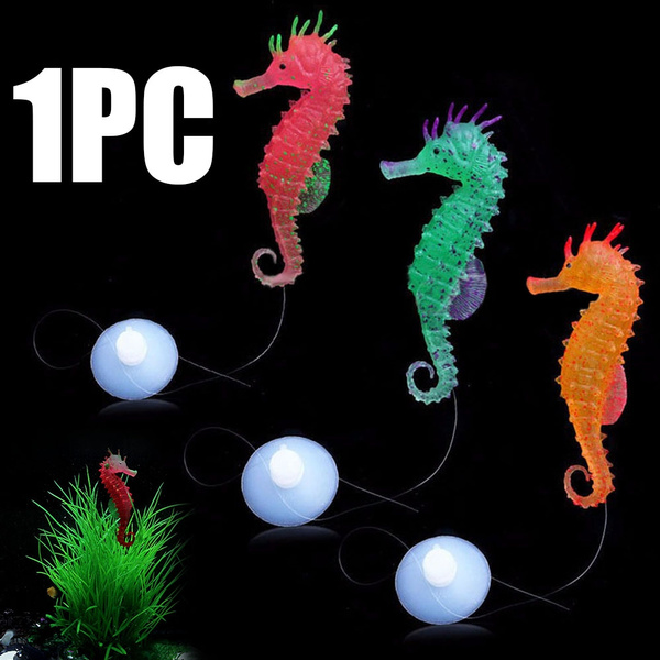 Glow in The Dark Seahorse Animal Floating Aquarium Fish Tank Ornament Decoration 
