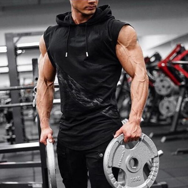 men's sleeveless pullover training hoodie