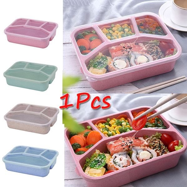Square 4-box Lunch Box Easy To Carry Students' Lunch Box To Work  Microwave Oven Fast Food Box (with Cover)