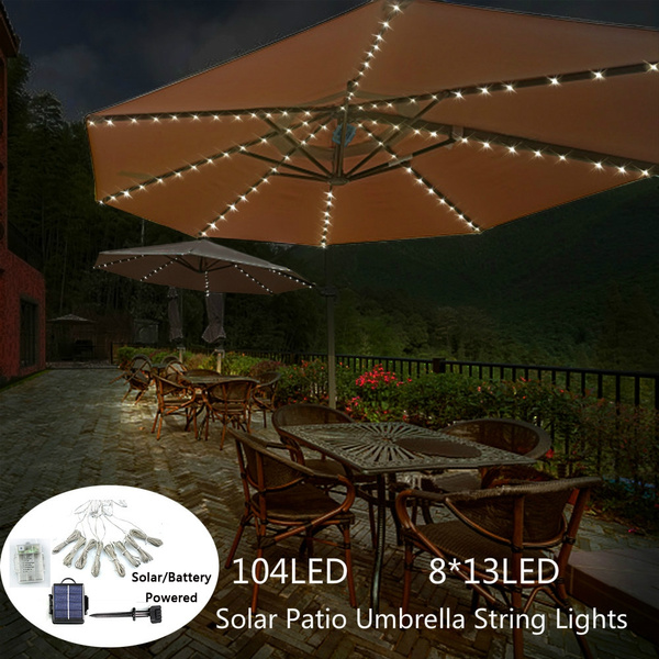 Outdoor Solar Patio Umbrella String Lights Solar Powered Bright 104led Lights Solar Battery Operated For Beach Deck Umbrella Garden Party Christmas Outdoor Decoration Wish