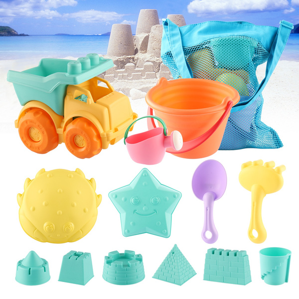 7Pcs Random Color Toys Bucket Shovel Rake Water Tools Bag O Bones Beach