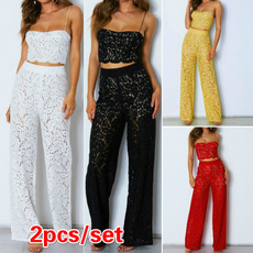 Two-Piece Suits, lacewidelegpant, Lace, Sling