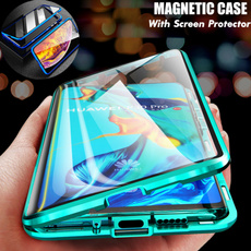 Magnetic Adsorption Case Front and Back Tempered Glass Full Screen Protector Cover for Samsung Galaxy A10/A20/A30/A40/A50/A60/A70/A7/A9 2018/S10/S10e/S9/S8/Note 8/Note 9/iPhone Xs/Xr/Xs Max/7/8/Huawei P30/P20/Mate 20/Xiaomi/OnePlus 7