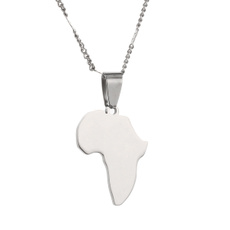 africanmapnecklace, silvercolormap, Fashion Accessory, Jewelry
