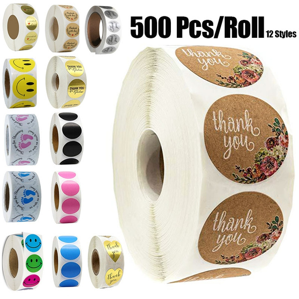500pcs/Roll Wedding Gift Box Round Labels Kraft Paper Thank You