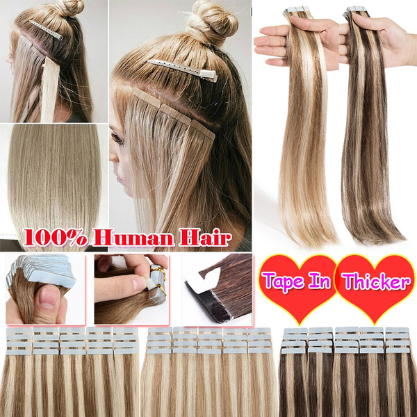 10A Tape In Human Hair Extensions No Damage Safest Glue Seamless Weft High Quality Remy Thick Hair For Adding Volume