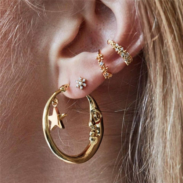 Moon star on sale earrings gold