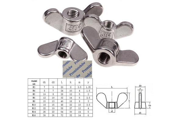 201/304/316 Stainless Steel Castellated Thumb Wing Nuts M3 M4 M5 M6 M8 M10 M12