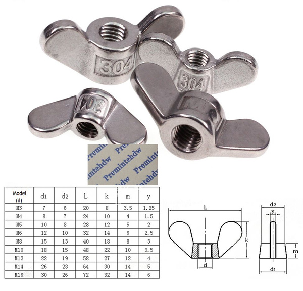 NUTW-06467 M4/M5/M6/M8/M10/M12 Stainless Steel 202 Wing Nuts Butterfly Nuts Thumb Nuts Hardware Fasterners 614 Size: M10 10pcs/ Type: Silver 