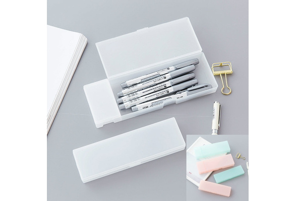 1pc Clear Candy Color Pencil Case Box Transparent Plastic Pen Box Kids Office School Supplies Wish