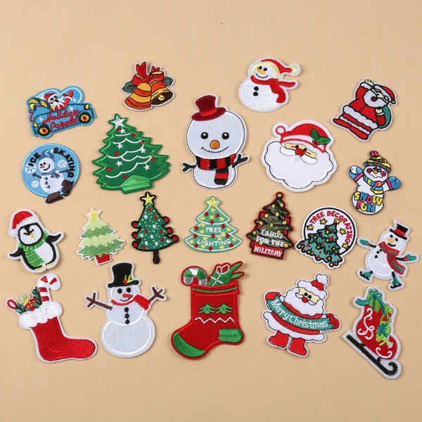 21pcs Christmas Style Embroidery Patch Snowman Santa Claus Badge Iron ...