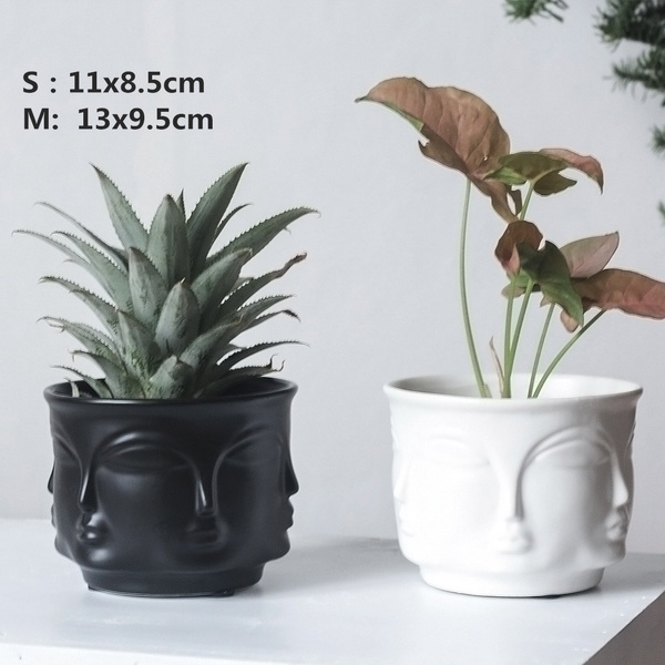 Ceramic Vase Face Flower Pot Modern Planter Decoration Head Figure Holder New 