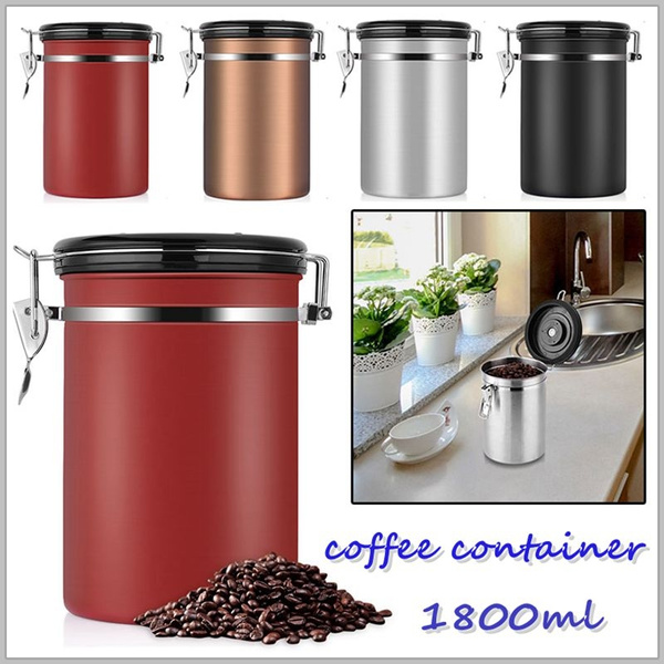 Large Coffee Container Airtight Stainless Steel Kitchen Sotrage Canister  For Coffee Container Jar Box