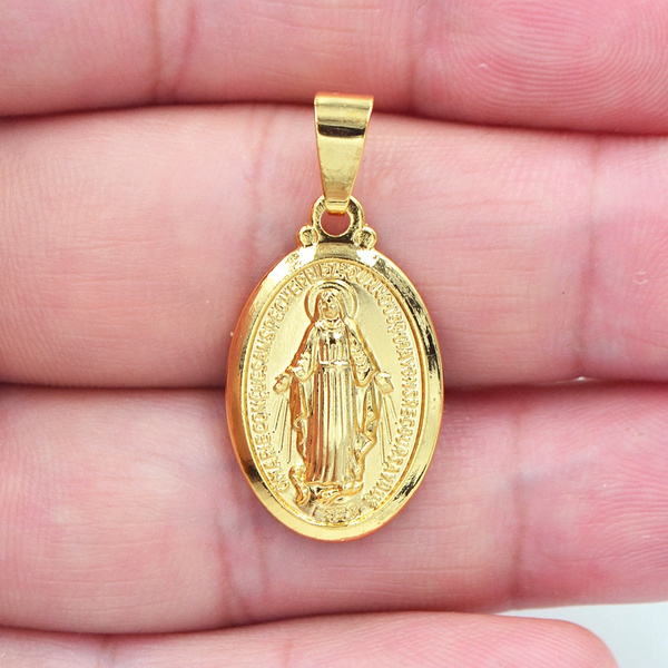 Men's Stainless Steel Amulet Gold Plated Virgin Mary Necklace Pendant  Jewelry | eBay