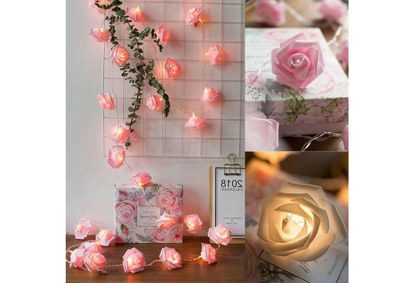 45" 20Led Rose Flower Fairy String Lights Lamp for Wedding Room Xmas Party Decor 