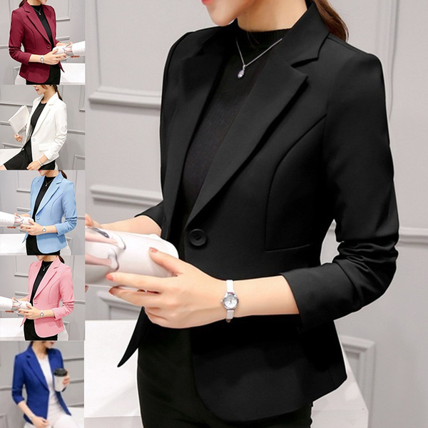 New Fashion High Quality New Womens Casual Fashion Slim Fit Business Basic Jacket  Suit Lady Blazers Work Wear Suits u0026 Blazers Size S-2XL 6 Colors | Wish