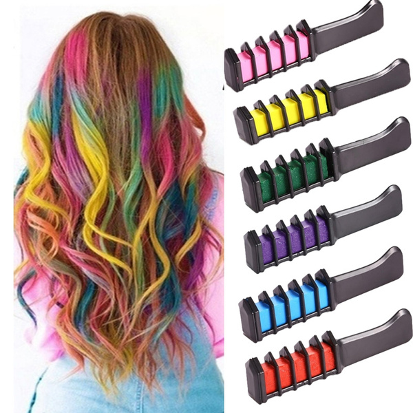 6 Colors Mini Hair Chalk Temporary Hair Chalk Color Comb for Party Cosplay  DIY Hair Dye Pen Rainbow Hair Chalk | Wish