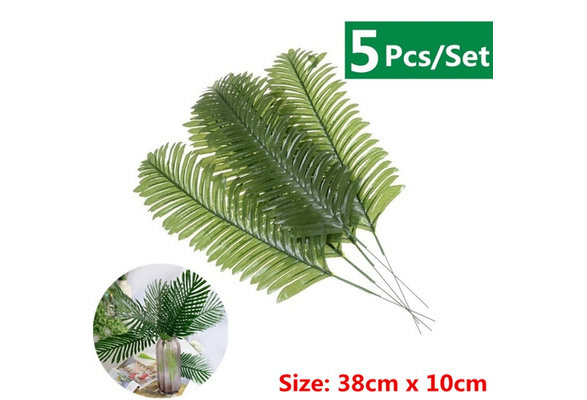 5pcs Lifelike Green Palm Branch Leaves Wedding Party Home Decor 38cm  Pip  TO