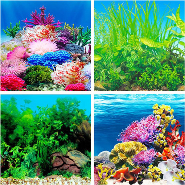 Fantasy Artificial Plants HD 3D Fish Tank Aquarium Decor Landscape Poster  Background Painting Aquarium Sticker | Wish