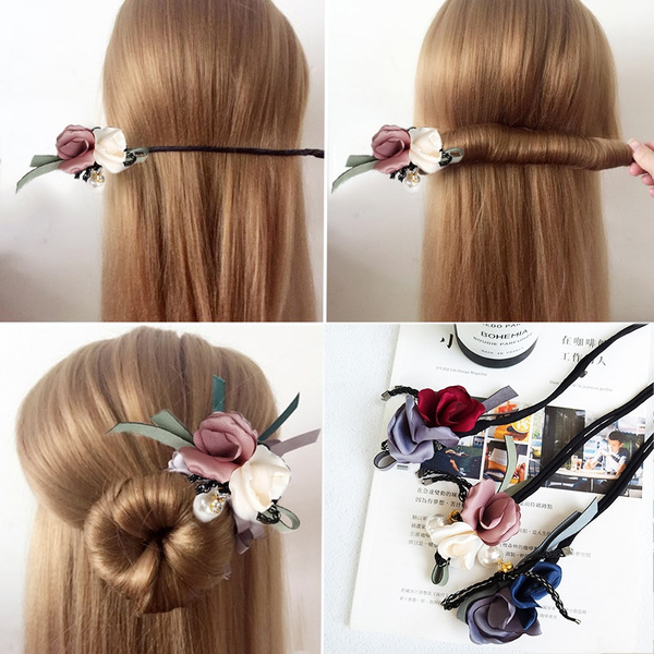 1PC Women Flower Donut Bun Maker DIY Hair Style Making Tools Korean Fashion  Style Hair Curler Accessories | Wish
