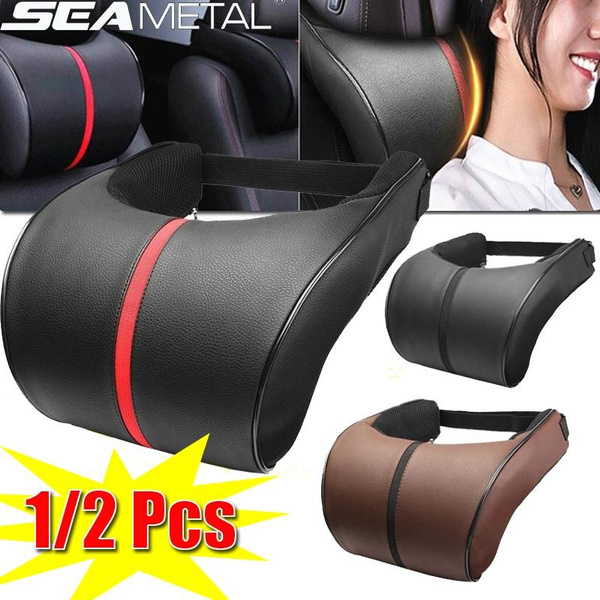 Universal Car Neck Pillows Both Side Pu Leather Pack Headrest For