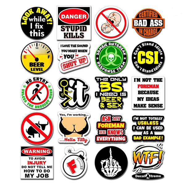 10-Pack Funny Hard Hat Stickers Vinyl Decals For Construction Workers NEW