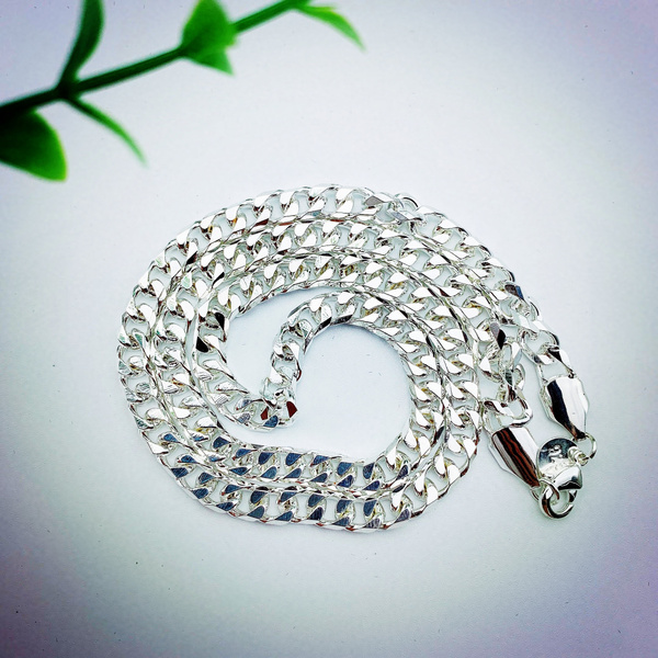 Silver Chain Flat Cuban Stainless Steel 