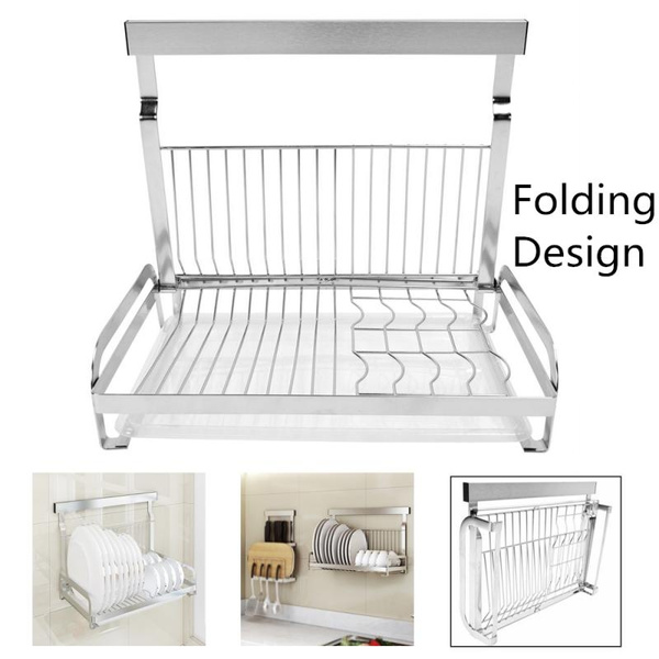 Kitchen Hardware Collection Dish Drying Rack Stainless Steel Wall Mounted Draining Slots Organizer With Drainboard For Cup Plate Bowl Wish - Wall Mount Drying Rack Dishes Kitchen Hardware Collection Dish Drying Rack Stainless Steel Wall Mounted Draining Slots Organizer With Drainboard For Cup Plate Bowl Wish - Wall Mount Drying Rack Dishes