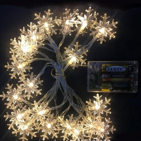 20……LED Christmas Snowflake Fairy String Lights Garden Wedding Party Decor Lamps 