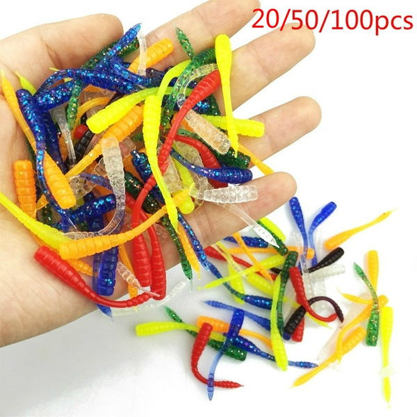 50/100pcs Fishing Bait Fishing Lures Soft Plastic Fishing Worms