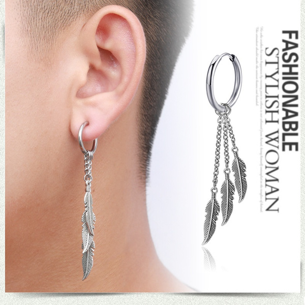 Mens real clearance feather earrings