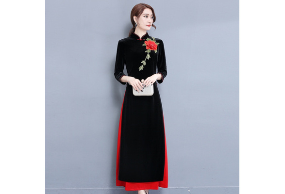 velvet chinese dress