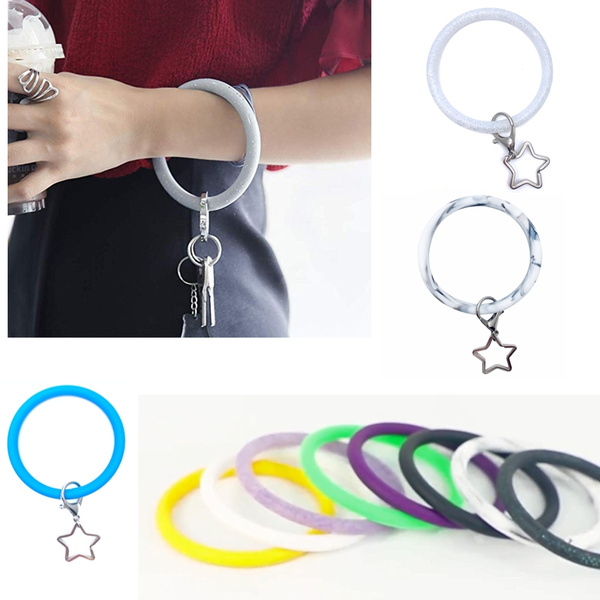 Wristlet Keychain Bracelet Bangle Keyring Key Chain Holder- Big O Key Ring  Silicone Bracelet O Ring Key Chain