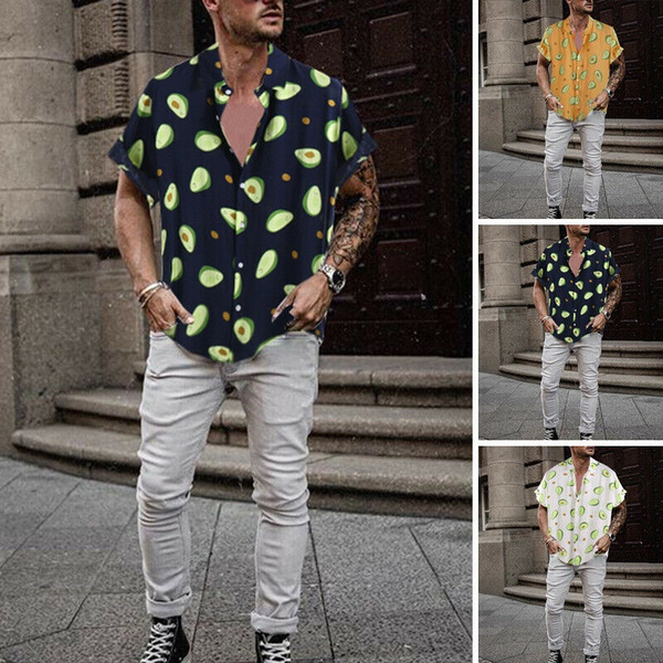 Summer Men's Short Sleeve Shirt Avocado 