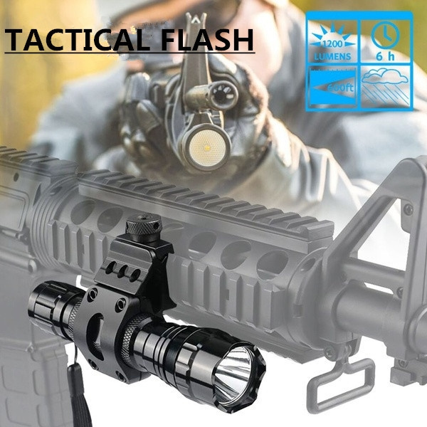 Tactical LED Flashlights Strobe Light For Rifle Pistol 20mm Picatinny Rail Mount 