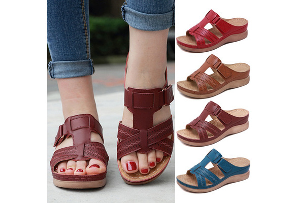 Hapshop Women Premium Orthopedic Open Toe Sandals Vintage Anti-Slip Breathable for Summer