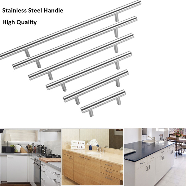 1Pc Stainless Steel Kitchen Cabinet Door Knob T Bar Cupboard Drawer Handle Pulls 