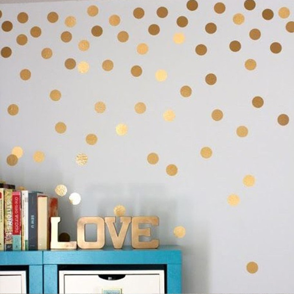 Gold Polka Dots Kids Room Baby Room Wall Stickers Children Home Decor Nursery