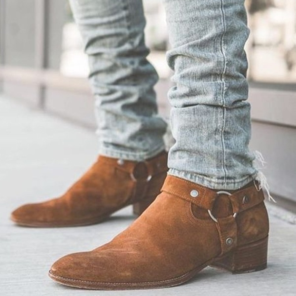 mens boots with straps and buckles