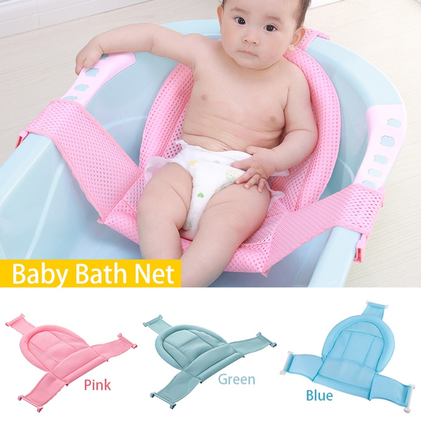 Comfortable Bathtub Cradle Sling Mesh Adjustable Safety Shower Mesh for Infant Newborn Bathing Blue Seasonfall Baby Bath Seat Support Net 